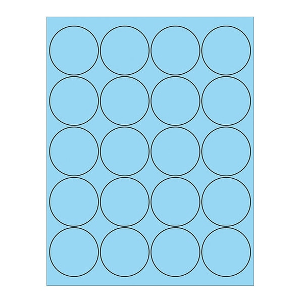 Tape Logic Circle Laser Labels, 2", Pastel Blue, PK2000