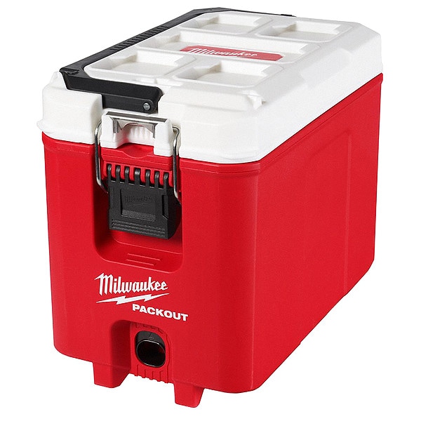 16 qt Packout Hard Sided Compact Cooler, Up to 3 Days Ice Retention, Red/White