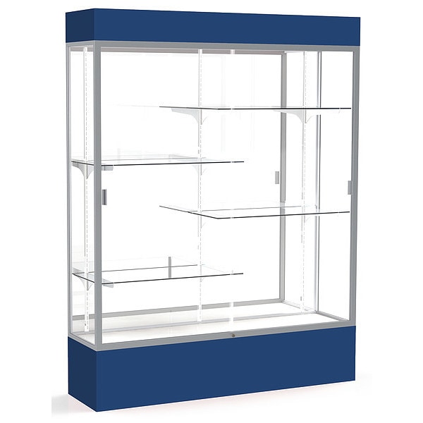 Lighted Floor Display Case 60x80x16, Mirror, Satin
