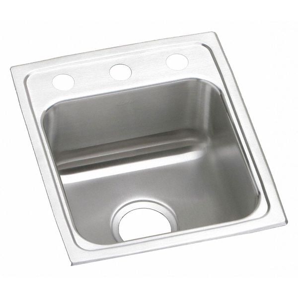 Lustertone Sink, SS, LRAD1517601, Drop-In Mount, 1 Hole, 12" x 12", Lustrous Satin