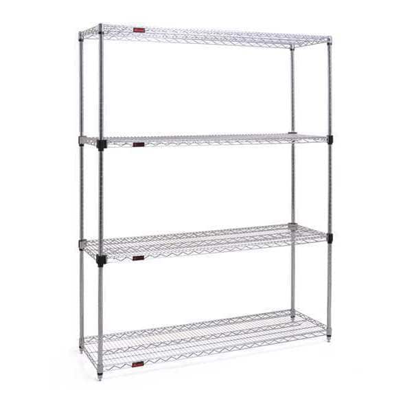 Wire Shelving Unit, 24"D x 60"W x 74"H, 4 Shelves, Chrome