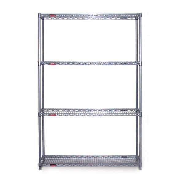 Wire Shelving Unit, 24"D x 60"W x 63"H, 4 Shelves, Gray