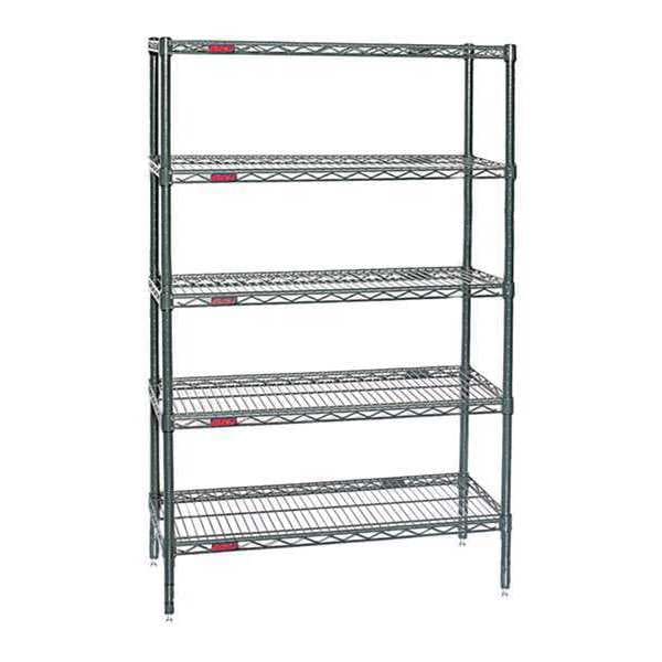 Wire Shelving Unit, 24"D x 48"W x 74"H, 5 Shelves, Gray