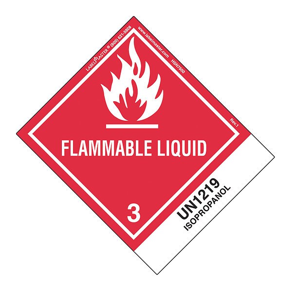 Flammable Liquid Label, UN1219, PK500