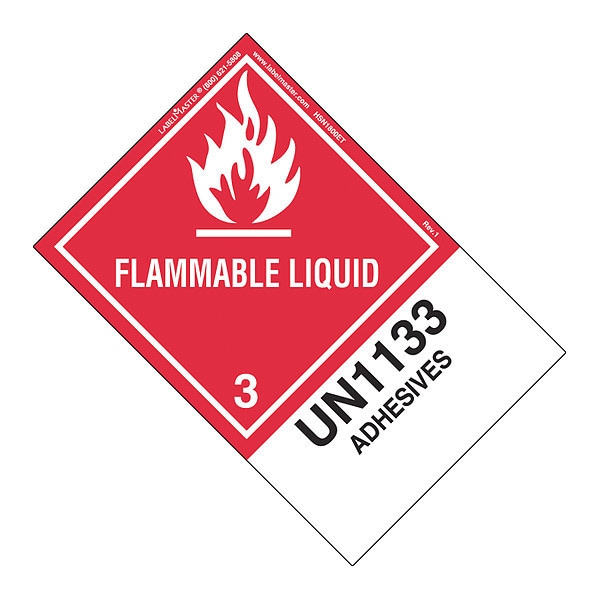 Flammable Liquid Label, UN1133, PK500