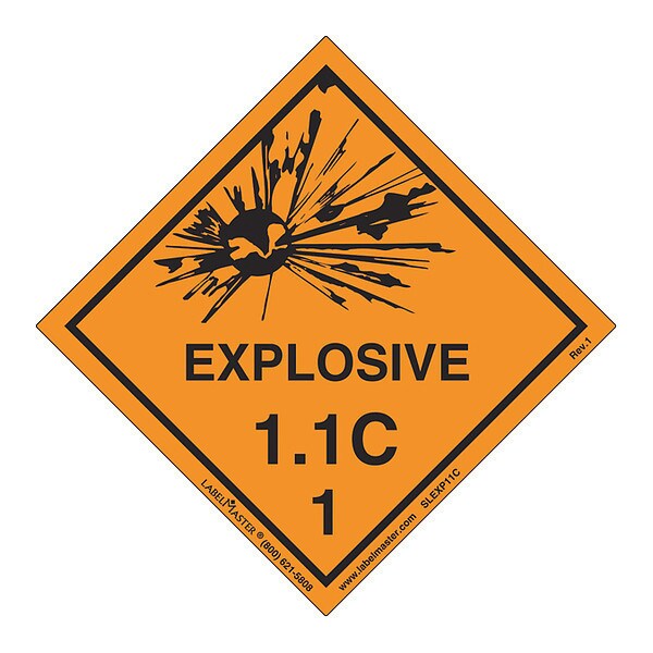 Explosive 1.1 C Label, Vinyl, PK500