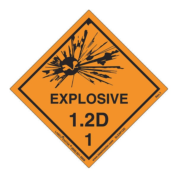 Explosive 1.2 D Label, Vinyl, PK500