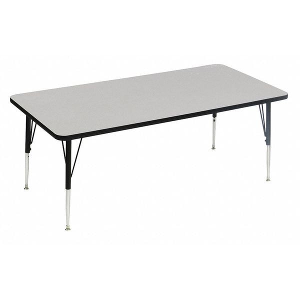 Rectangle Adjustable Height Activity Kids School Table, High Pressure Laminate, Gray Granite