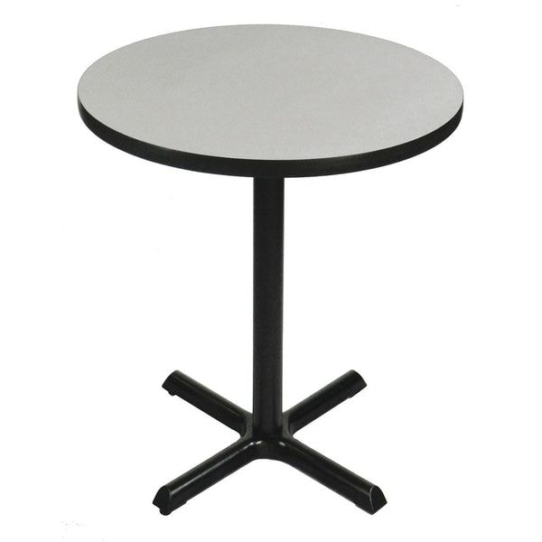Round Standing Height Cafe Bistro and Breakroom Pedestal Table, High Pressure Laminate Top