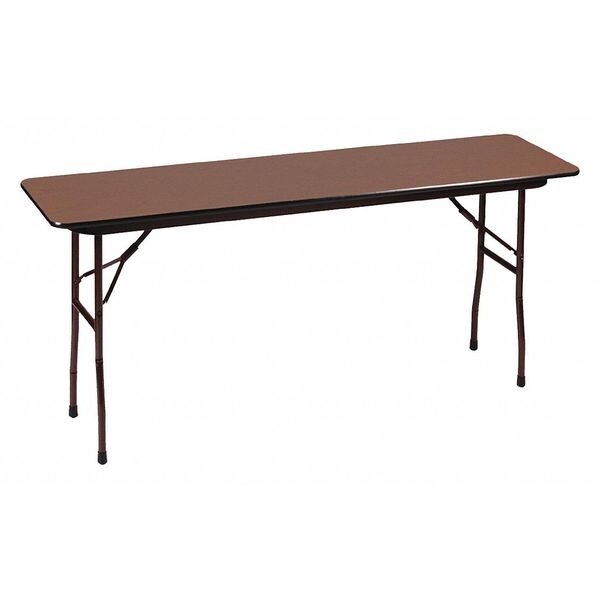 Rectangle Commerical Folding Utility Table, 18" W, 60" L, 29" H, Melamine Laminate Top, Walnut