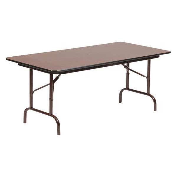 Rectangle Commerical Folding Utility Table, 24" W, 60" L, 29" H, Melamine Laminate Top, Walnut