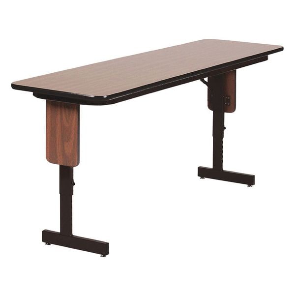 Rectangle Panel Leg Adjustable Height Folding Seminar Training Table, 18" W, 60" L, 29" H, Walnut