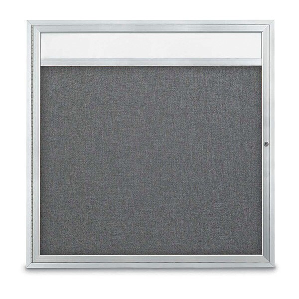 Corkboard, Hdr, Fbrc, 1 Dr, Satin/Gry, 48x48"