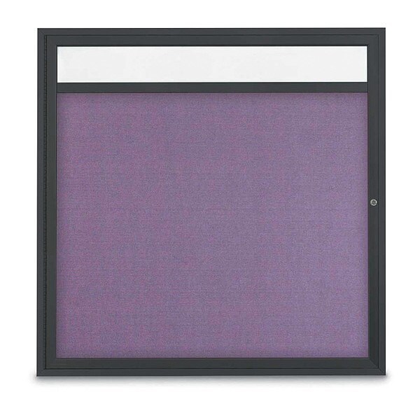 Corkboard, Hdr, Fbrc, 1 Dr, 48x48", Blk/Amthy