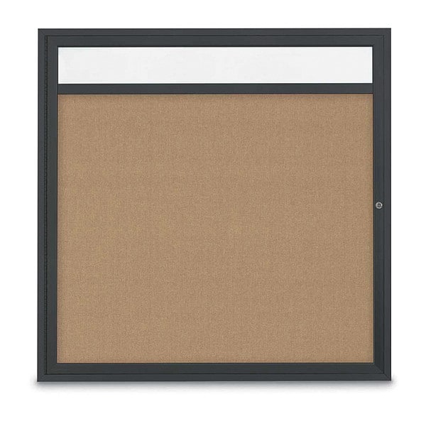 Corkboard, Hdr, Fbrc, Blk/Buff, 1 Dr, 48x48"
