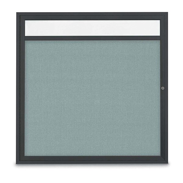Corkboard, Headr, Fbrc, Blk/Cld, 1 Dr, 48x48"