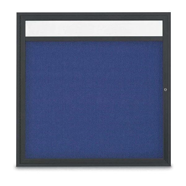 Corkboard, Hdr, Fbrc, Blk/Cobac, 1 Dr, 48x48"