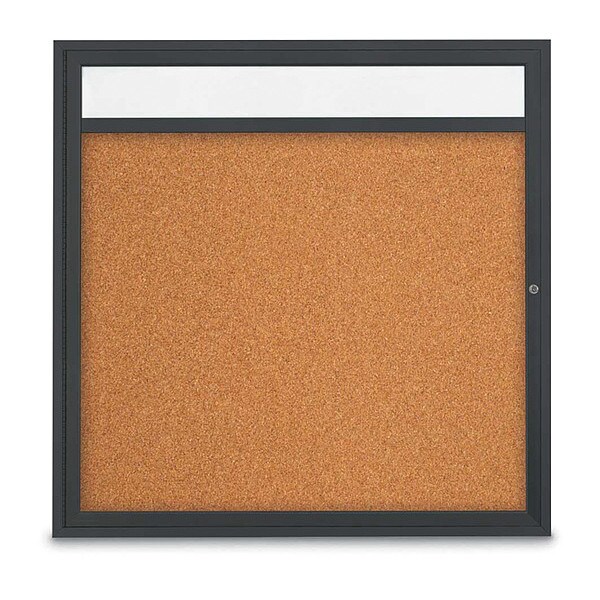 Corkboard, Header, Blk, Cork, 1 Door, 48x48"