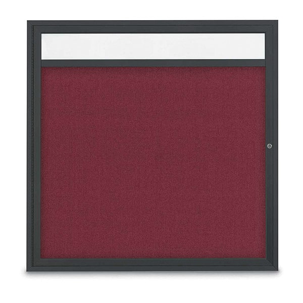 Corkboard, Hdr, Fbrc, Blk/Burg, 1 Dr, 48x48"