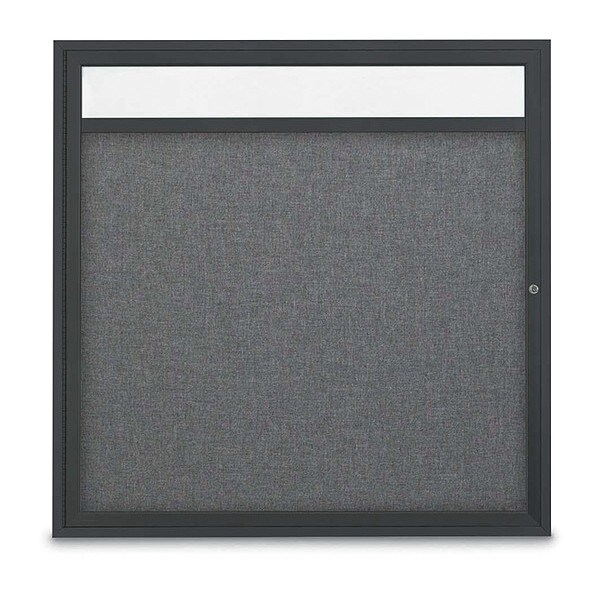 Corkboard, Headr, Fbrc, Blk/Gry, 1 Dr, 48x48"