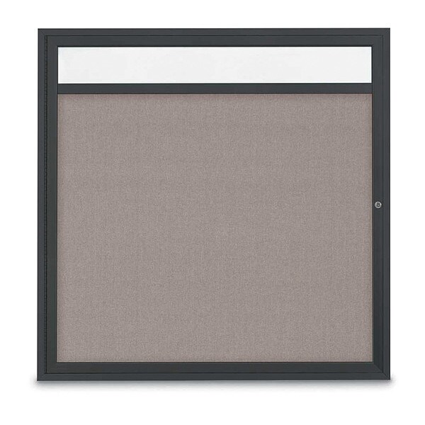 Corkboard, Headr, Fbrc, Blk/Prl, 1 Dr, 48x48"