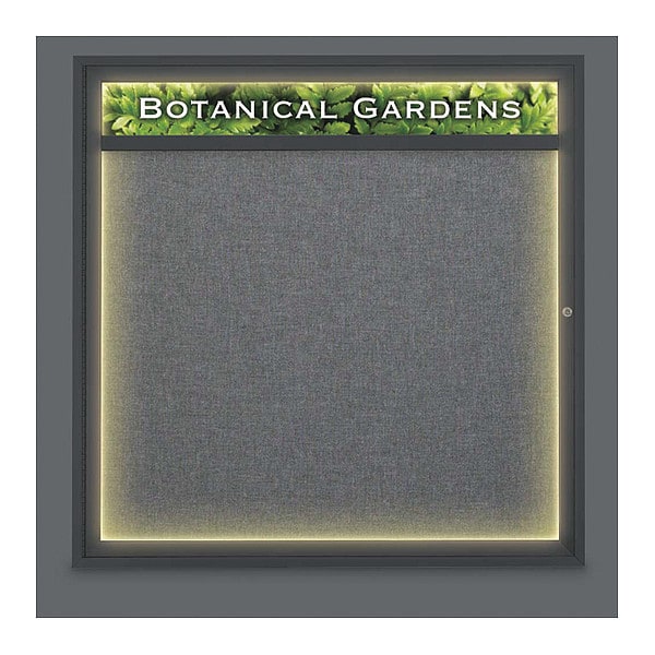 Corkboard, Lght, Hdr, Fbrc, Blk/Gry, 1, 48x48"