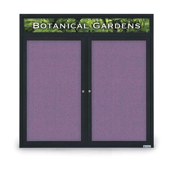 Corkboard, Hdr, Fbrc, 2 Dr, 48x48", Blk/Amthy