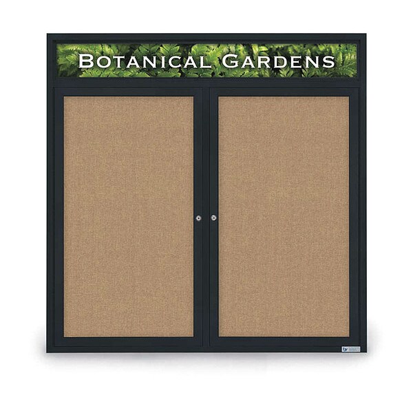 Corkboard, Hdr, Fbrc, Blk/Buff, 2 Dr, 48x48"