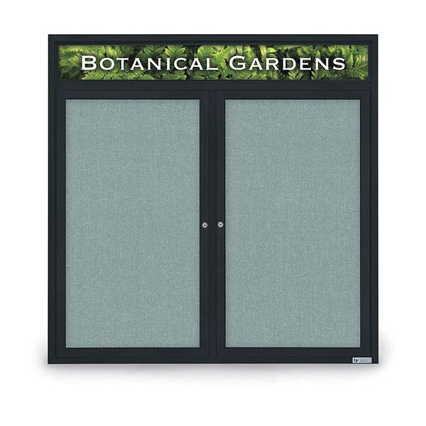 Corkboard, Headr, Fbrc, Blk/Cld, 2 Dr, 48x48"