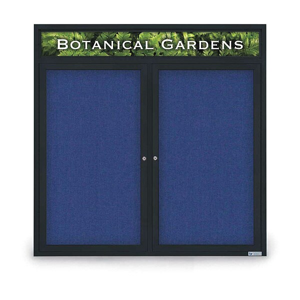 Corkboard, Hdr, Fbrc, Blk/Cobac, 2 Dr, 48x48"