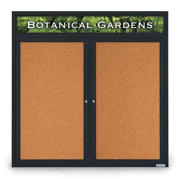 Corkboard, Header, Blk, Cork, 2 Door, 48x48"
