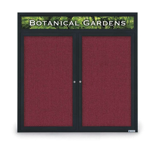 Corkboard, Hdr, Fbrc, Blk/Burg, 2 Dr, 48x48"