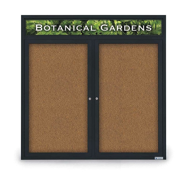 Corkboard, Header, Blk, Forbo, 2 Door, 48x48"