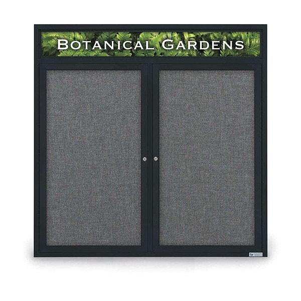 Corkboard, Headr, Fbrc, Blk/Gry, 2 Dr, 48x48"