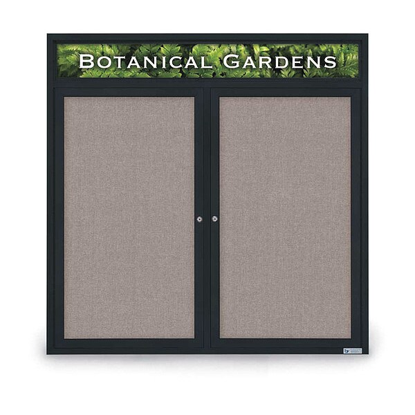 Corkboard, Headr, Fbrc, Blk/Prl, 2 Dr, 48x48"