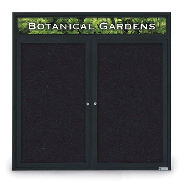 Corkboard, Header, Blk, Rubber, 2 Dr, 48x48"