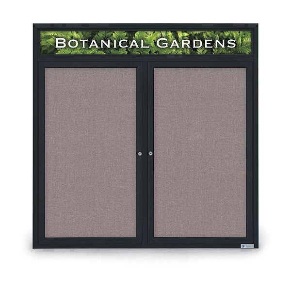 Corkboard, Hdr, Fbrc, Blk/Surf, 2 Dr, 48x48"