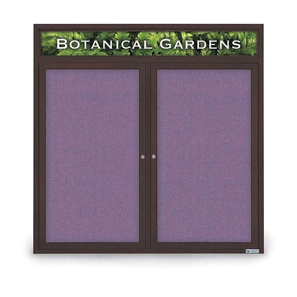 Corkboard, Hdr, Fbrc, Brnz/Amth, 2 Dr, 48x48"