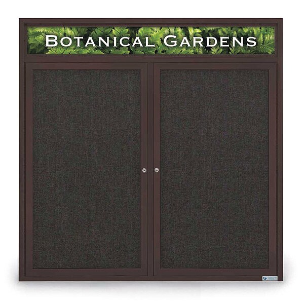 Corkboard, Hdr, Fbrc, Brnz/Blk, 2 Dr, 48x48"