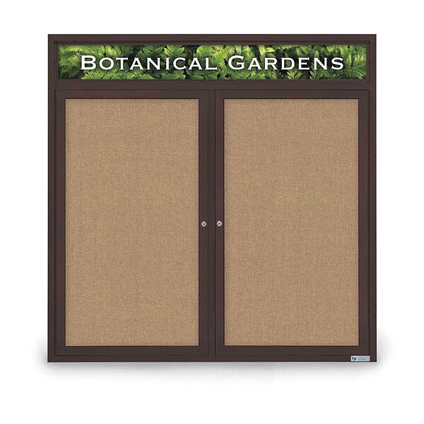 Corkboard, Hdr, Fbrc, Brnz/Buff, 2 Dr, 48x48"