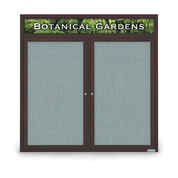 Corkboard, Hdr, Fbrc, Brnz/Cld, 2 Dr, 48x48"