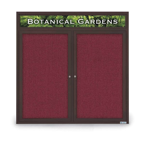 Corkboard, Hdr, Fbrc, Brnz/Burg, 2 Dr, 48x48"
