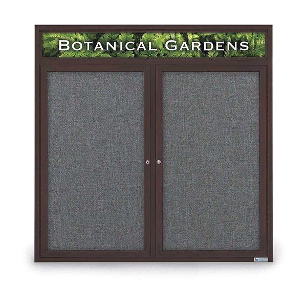 Corkboard, Hdr, Fbrc, Brnz/Gry, 2 Dr, 48x48"