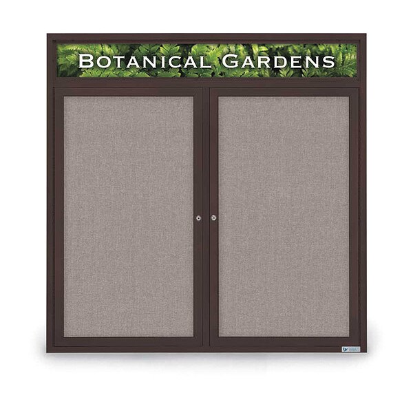 Corkboard, Hdr, Fbrc, Brnz/Prl, 2 Dr, 48x48"