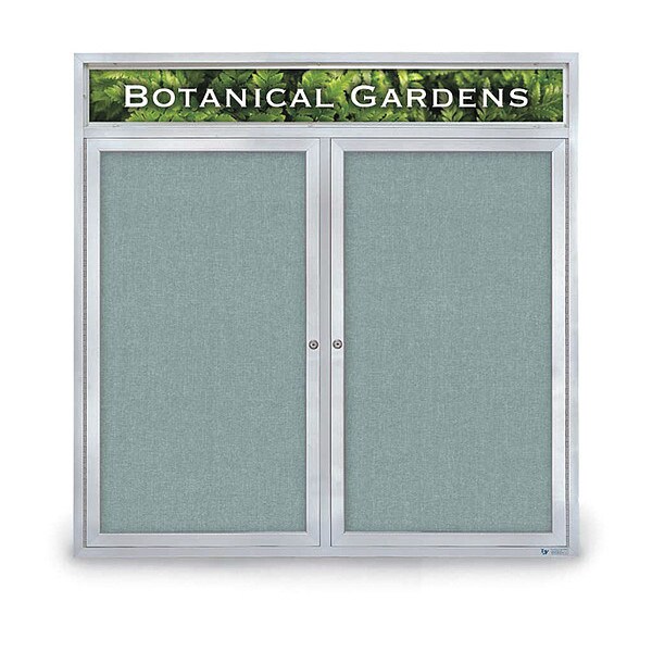 Corkboard, Hdr, Fbrc, 2 Dr, Satin/Cld, 48x48"