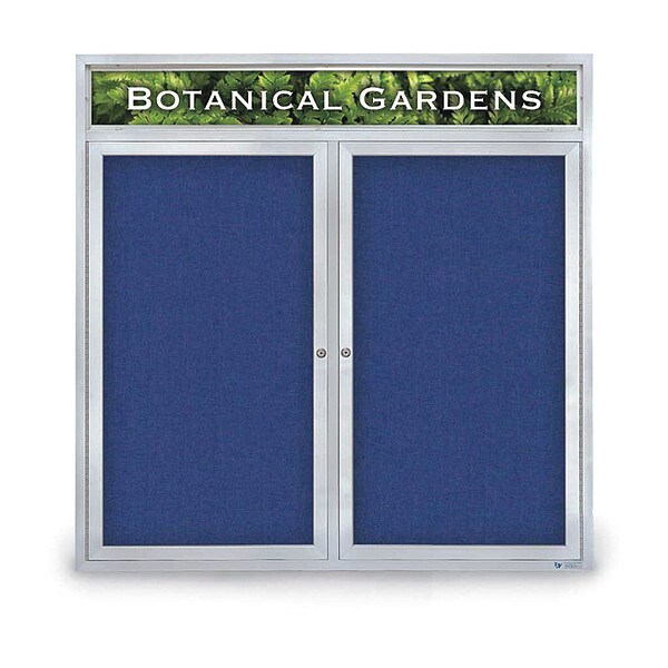 Corkboard, Hdr, Fbrc, 2 Dr, Stn/Cobcc, 48x48"