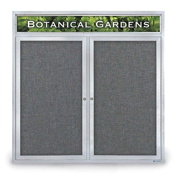 Corkboard, Hdr, Fbrc, 2 Dr, Satin/Gry, 48x48"