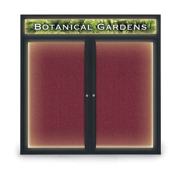 Corkboard, Lght, Hdr, Blk/Burg, 2 Dr, 48x48"