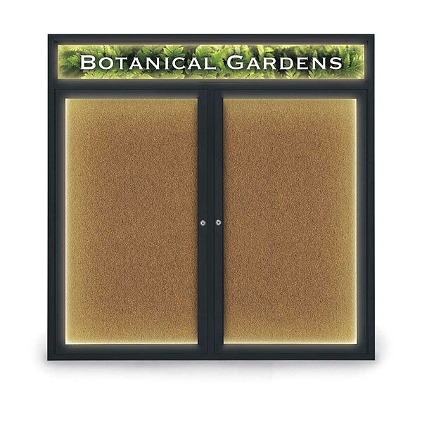 Corkboard, Lght, Hdr, Blk, Forbo, 2 Dr, 48x48"