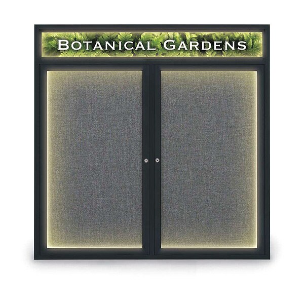 Corkboard, Lght, Hdr, Fbrc, Blk/Gry, 2, 48x48"